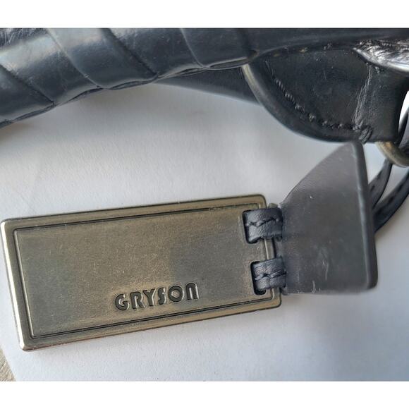 Joy Gryson SKYE Italy Handbag Tote Convertible Black Leather Nylon - Picture 3 of 15